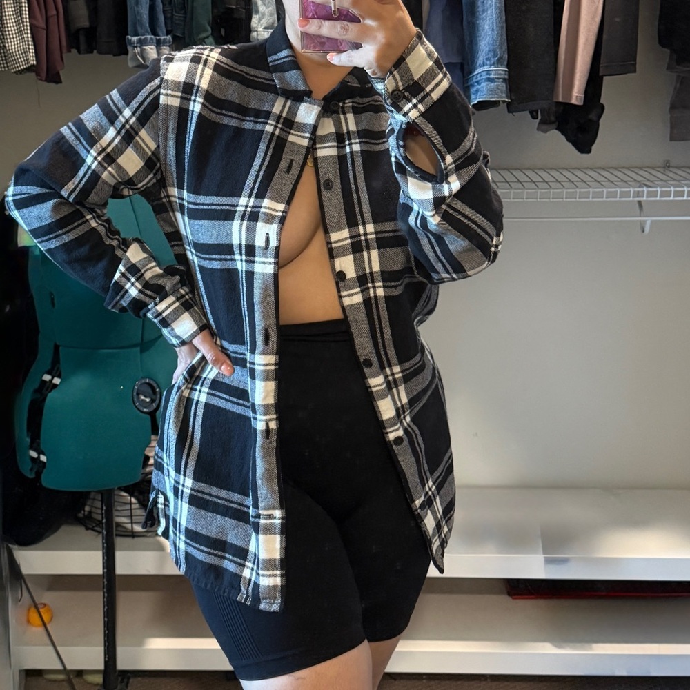 All Saints Black and White Checkered Button Down Shirt